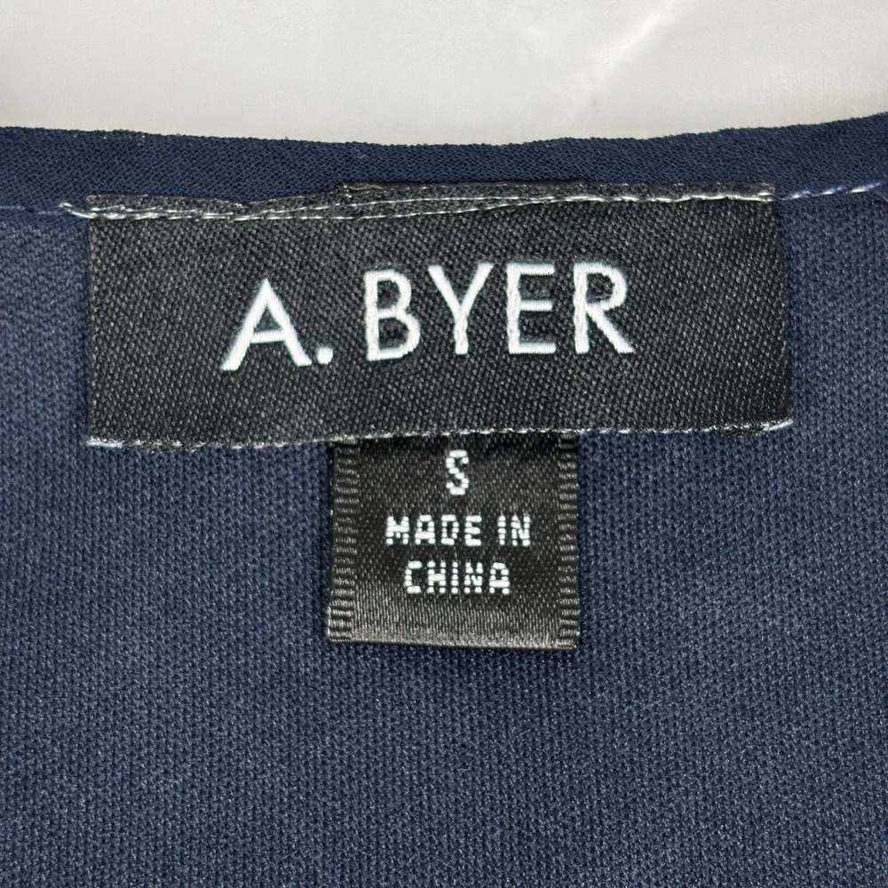 A Byer Navy Embroidered Dress Womens‎ S Sleeveless Boho Flowy Lined Tunic